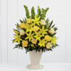 Yellow Lily and Rose Service Arrangement